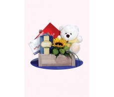 Bear Chocolate With Flower Arrangement
